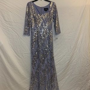 Alex Evenings Lavender Sequence Formal Long Dress